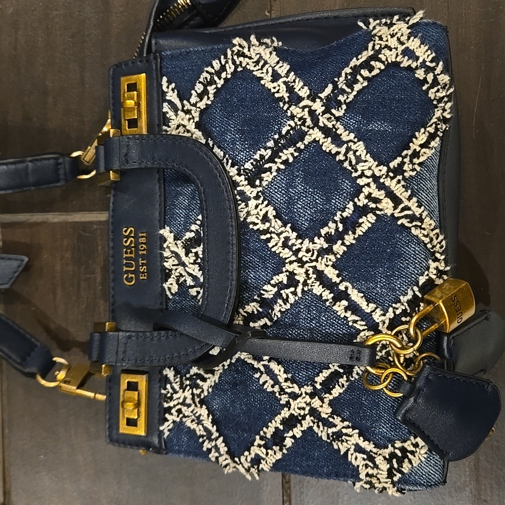 Guess Katey Denim Mini  Satchel NWOT - Picture 2 of 10